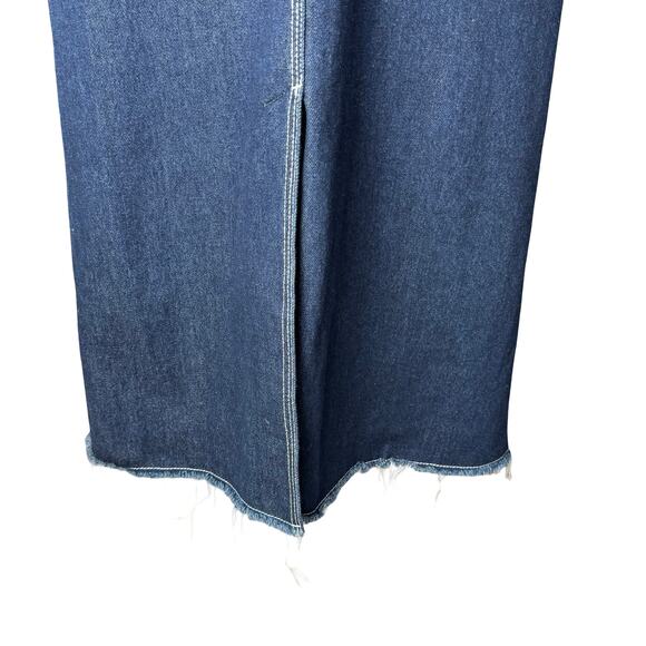 Adolfo Dominguez Denim Maxi Skirt Asymmetrical Belt Button Closure Dark Size 2 - Picture 6 of 8
